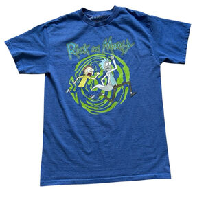 Rick and Morty T-shirt Size M Blue Cotton-blend Portal Graphic Summer Spring